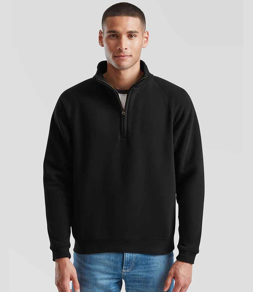 Fruit of the Loom Premium Zip Neck Sweatshirt - SSE17 BLK S