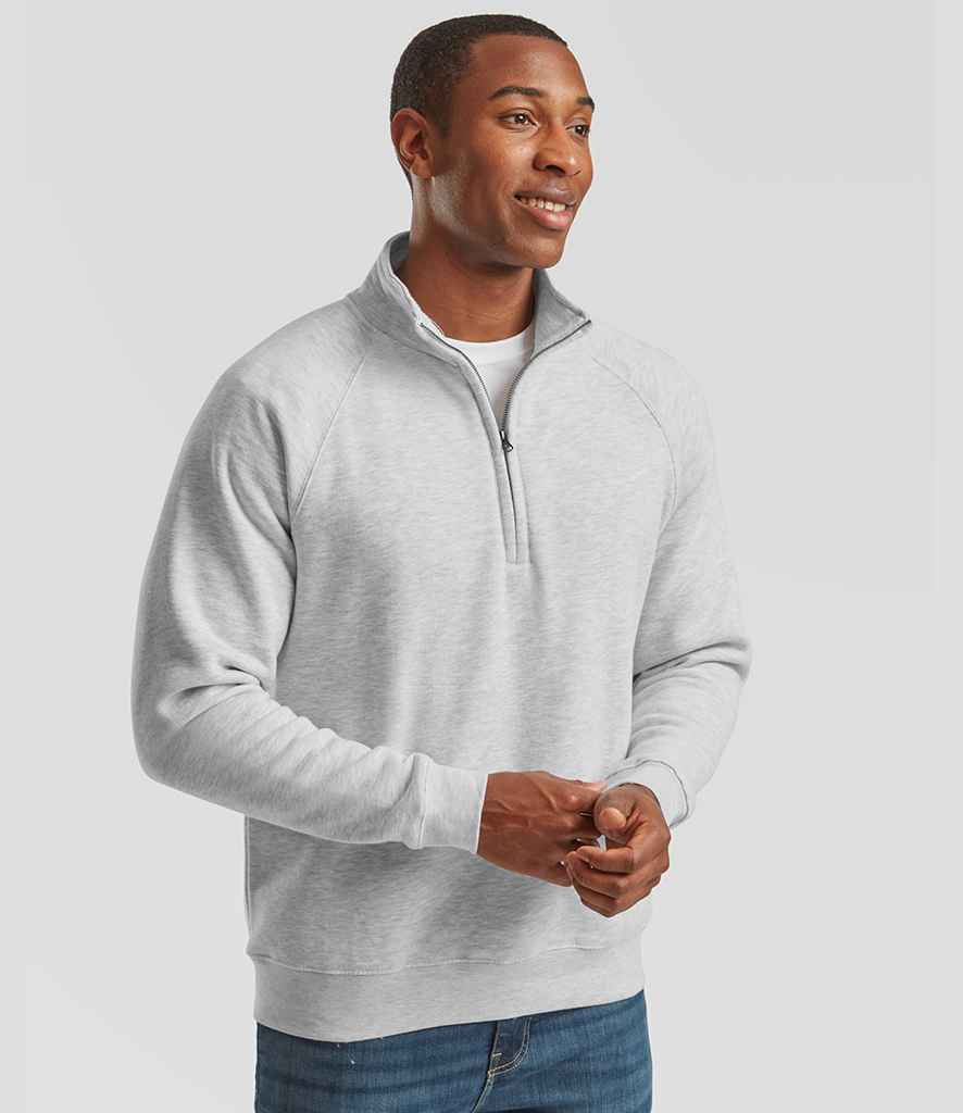 Fruit of the Loom Premium Zip Neck Sweatshirt - SSE17 HEA S