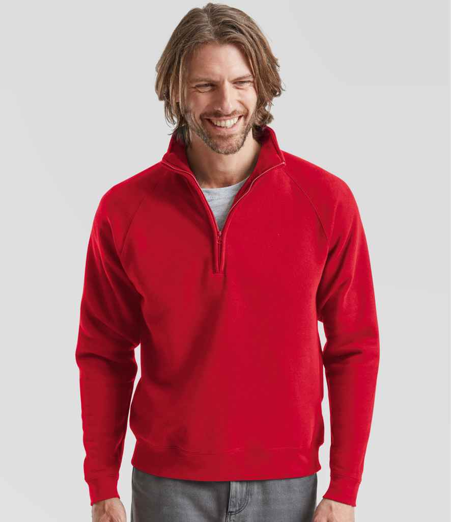 Fruit of the Loom Premium Zip Neck Sweatshirt - SSE17 RED S
