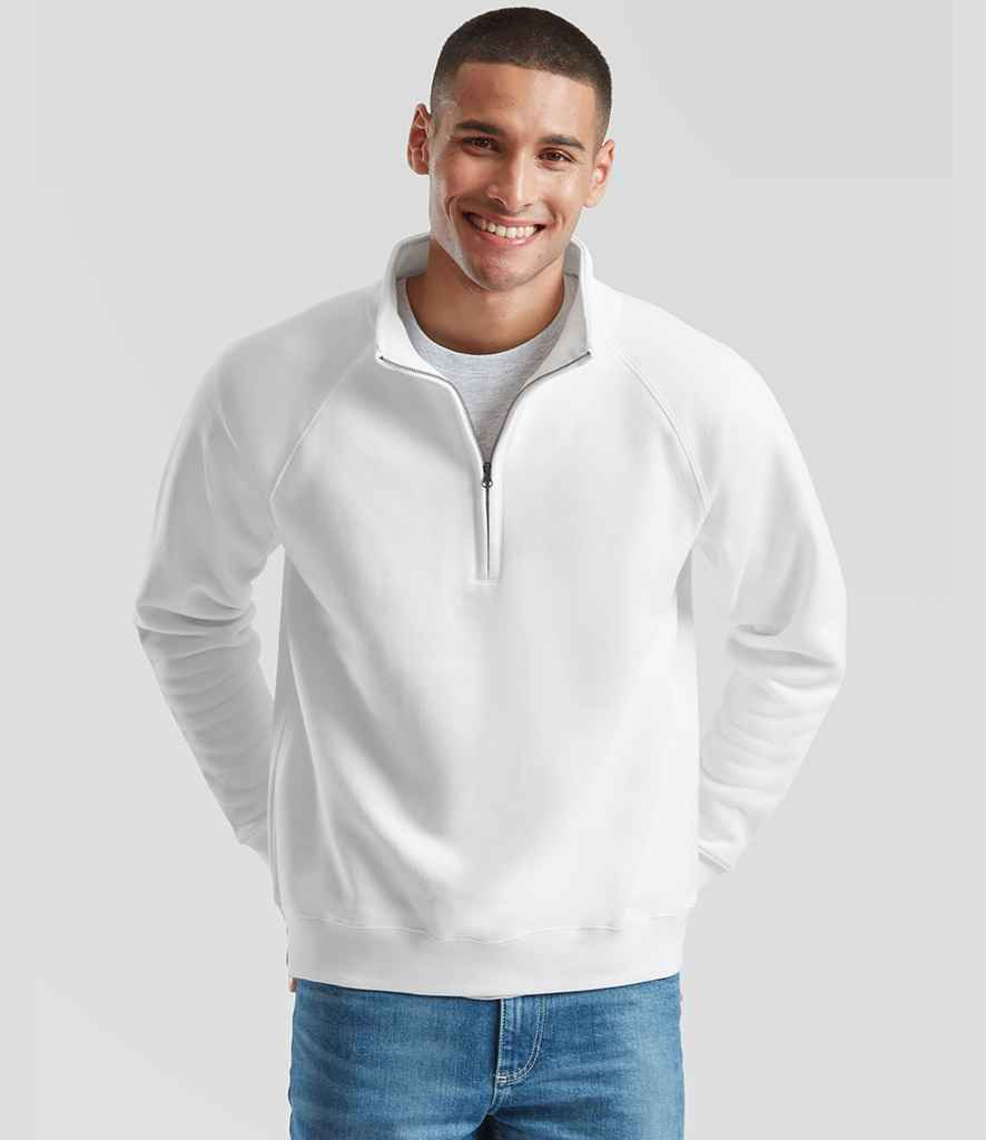 Fruit of the Loom Premium Zip Neck Sweatshirt - SSE17 WHI S