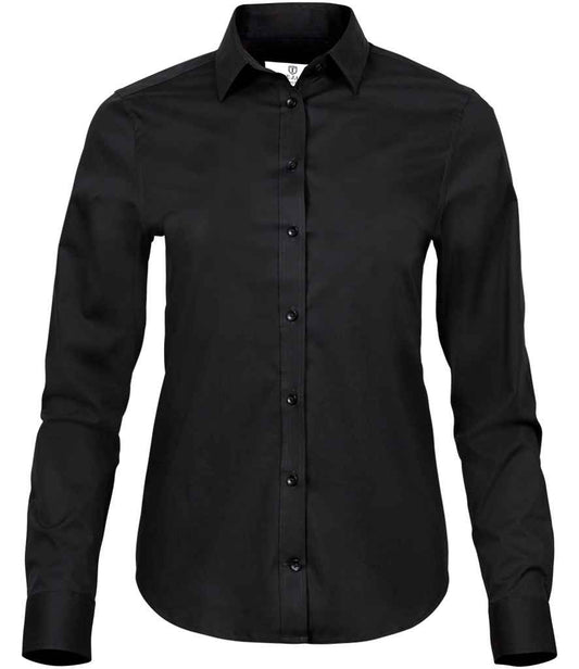 Tee Jays - Ladies Stretch Luxury Long Sleeve Poplin Shirt - T4025 BLK XS