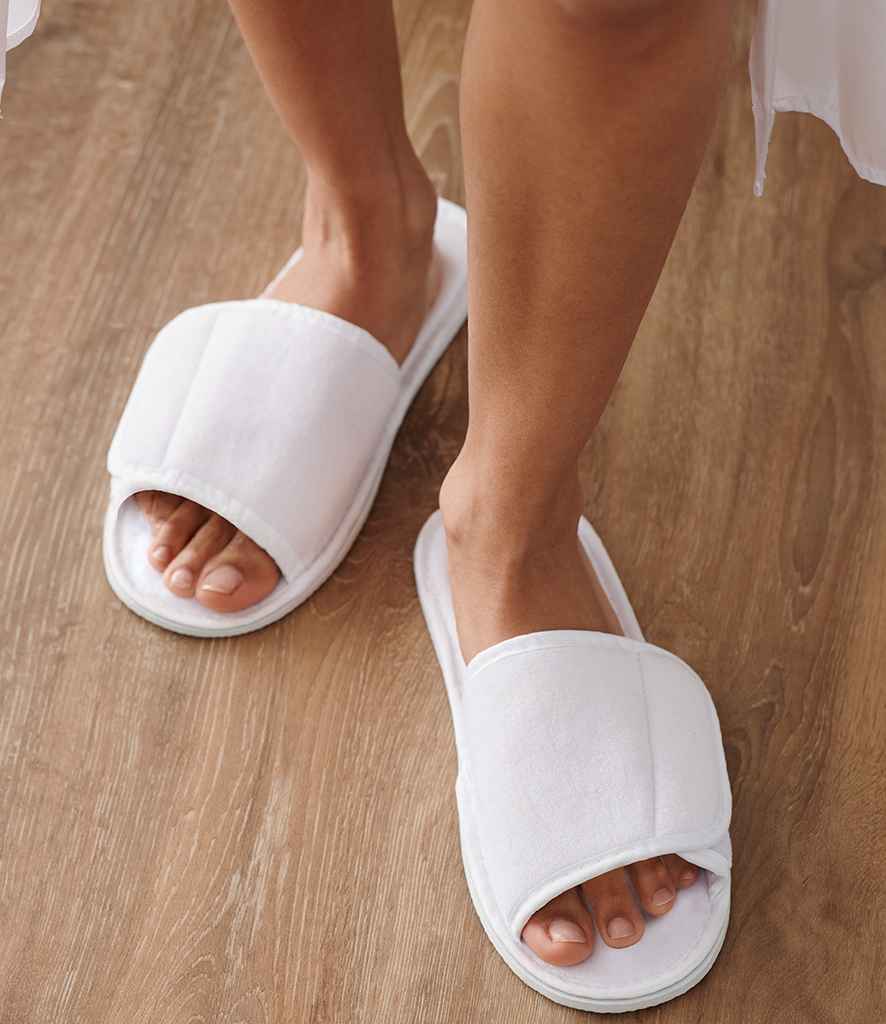 Towel City - Open Toe Slippers - TC67 WHI 4-7