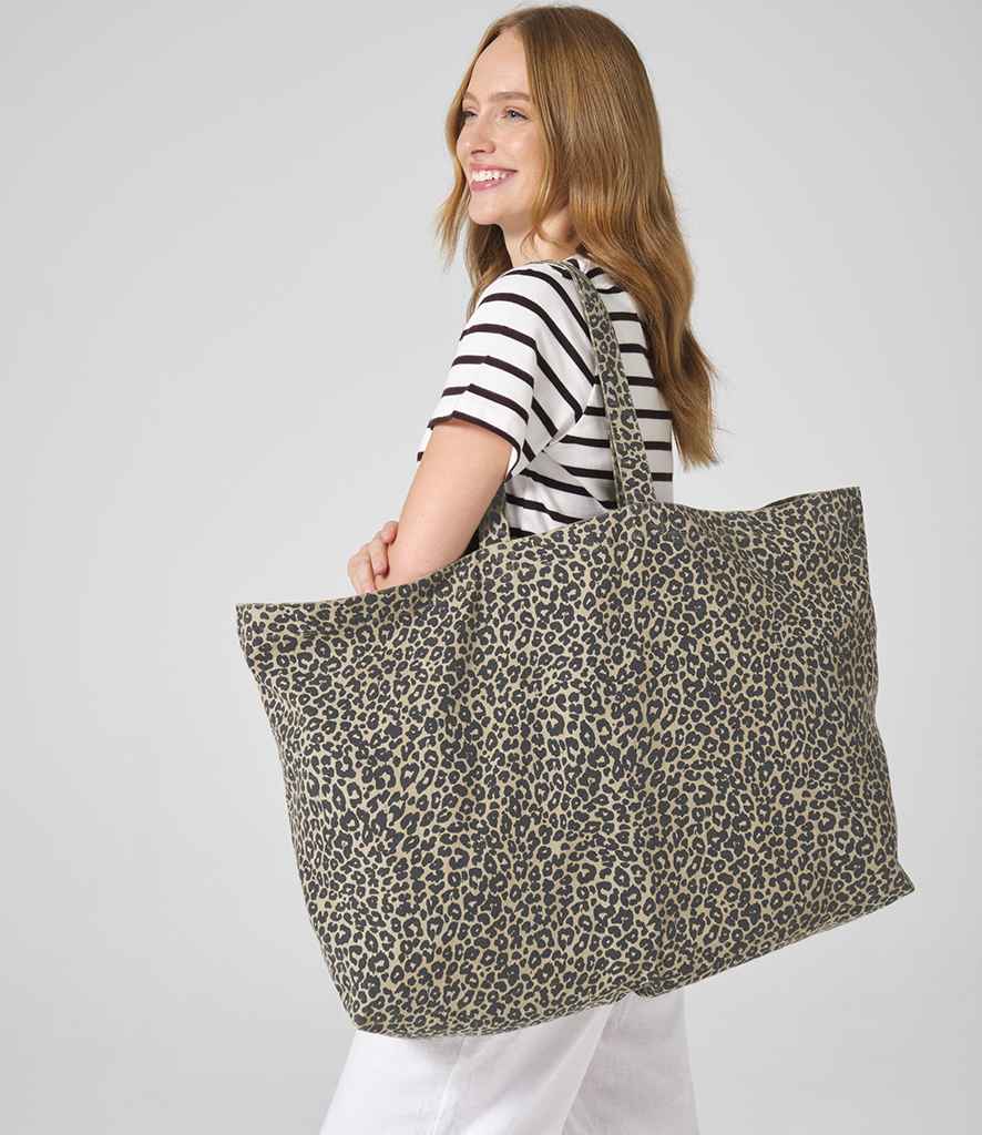 Westford Mill Leopard Print Canvas Oversized Tote Bag - W336 VLP ONE
