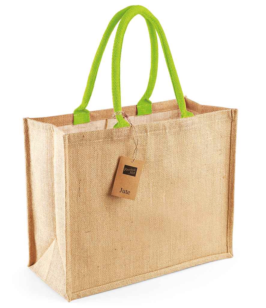 Westford Mill - Jute Classic Shopper - Natural/lime