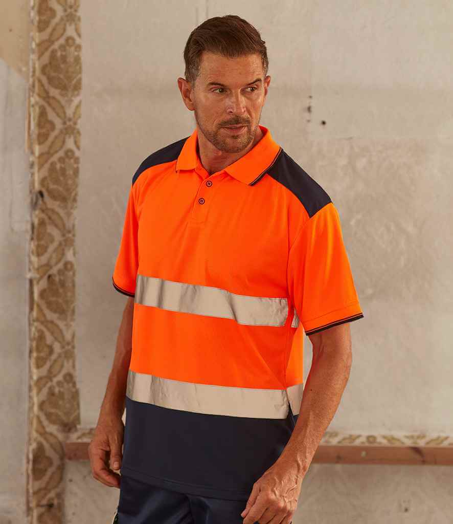Yoko - Two Tone Short Sleeve Polo Shirt - YK017 OR/NV S