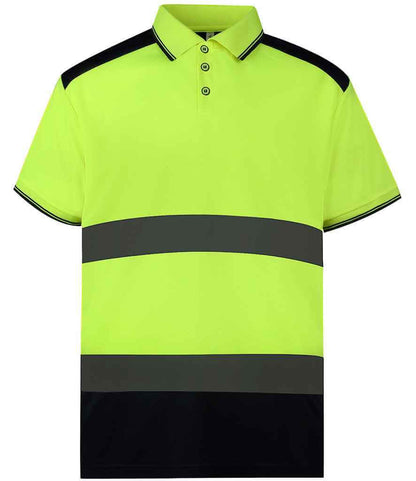 Yoko - Two Tone Short Sleeve Polo Shirt - YK017 YL/NV S