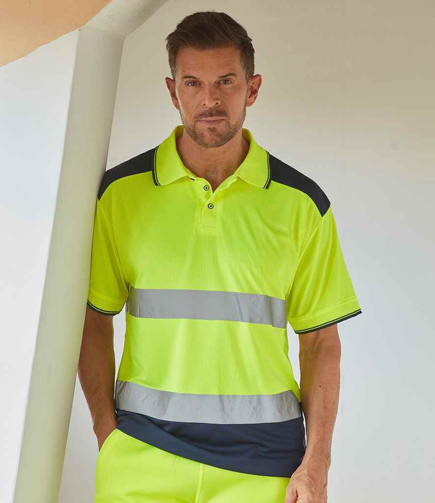 Yoko - Two Tone Short Sleeve Polo Shirt - YK017 YL/NV S