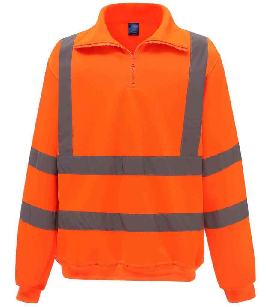 Yoko - Hi-Vis Zip Neck Sweatshirt - YK033 ORA S