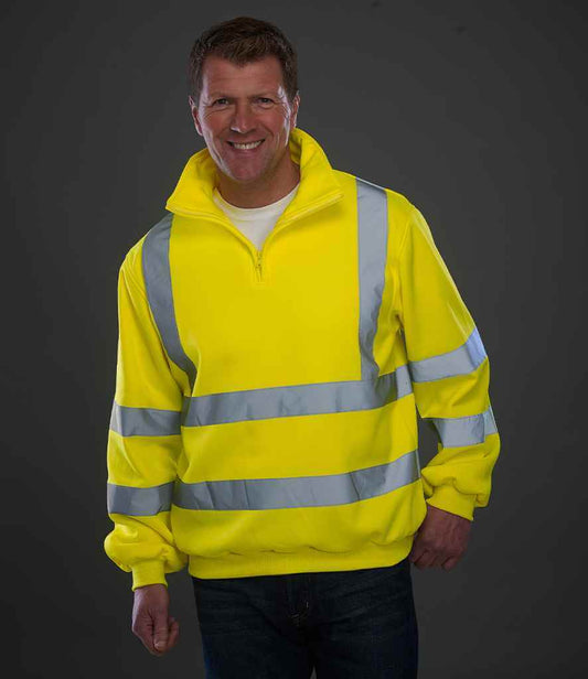 Yoko - Hi-Vis Zip Neck Sweatshirt - YK033 YEL S