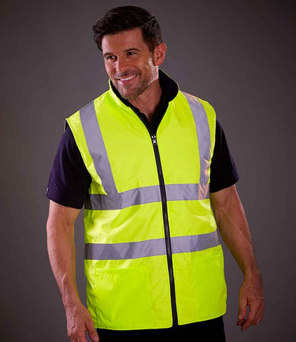 Yoko - Hi-Vis Reversible Fleece Bodywarmer - YK061 YEL S