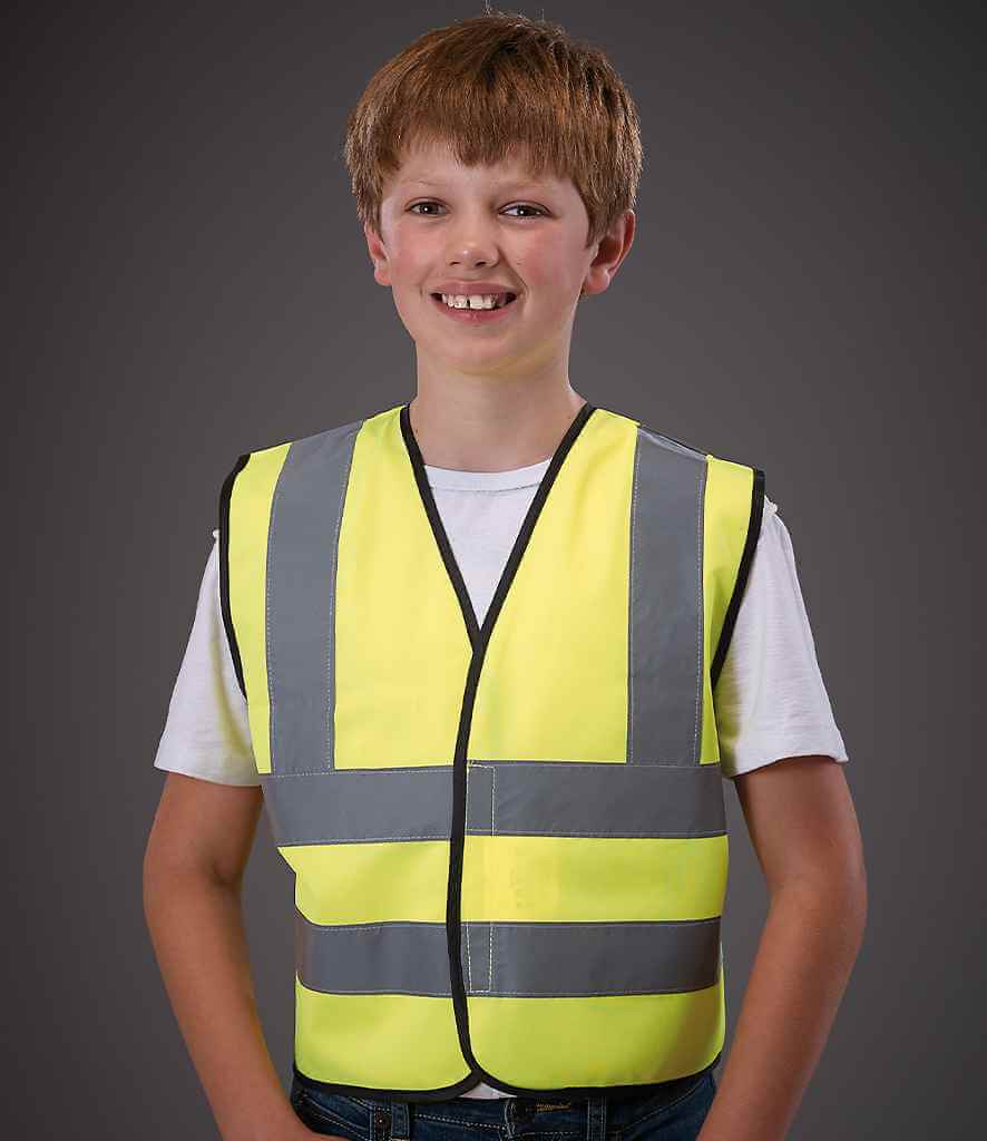 Yoko - Kids Hi-Vis Two Band and Braces Waistcoat - YK102B YEL S