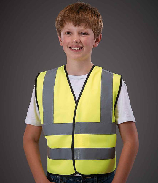 Yoko - Kids Hi-Vis Two Band and Braces Waistcoat - YK102B YEL S