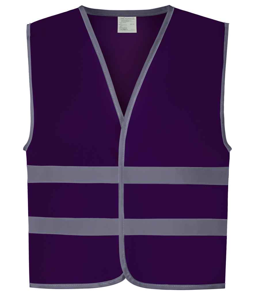 Yoko - Kids Hi-Vis Two Band Waistcoat - YK106B PUR S