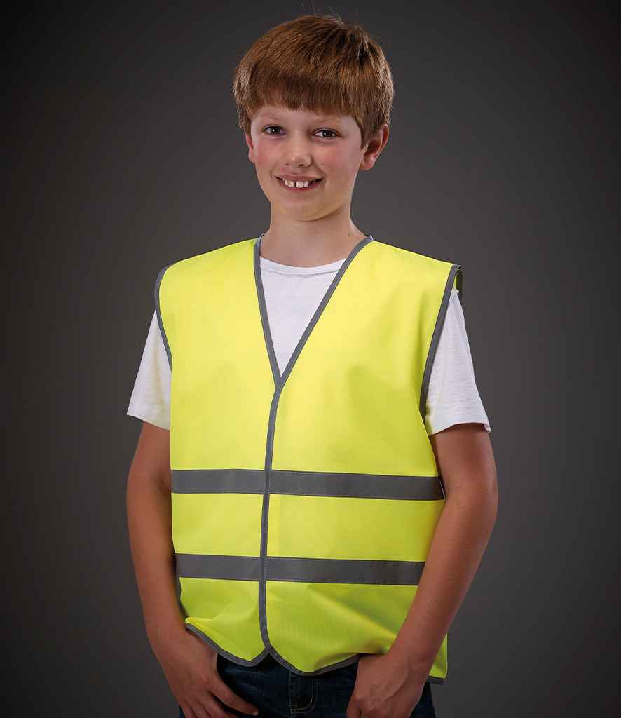 Yoko - Kids Hi-Vis Two Band Waistcoat - YK106B YEL S
