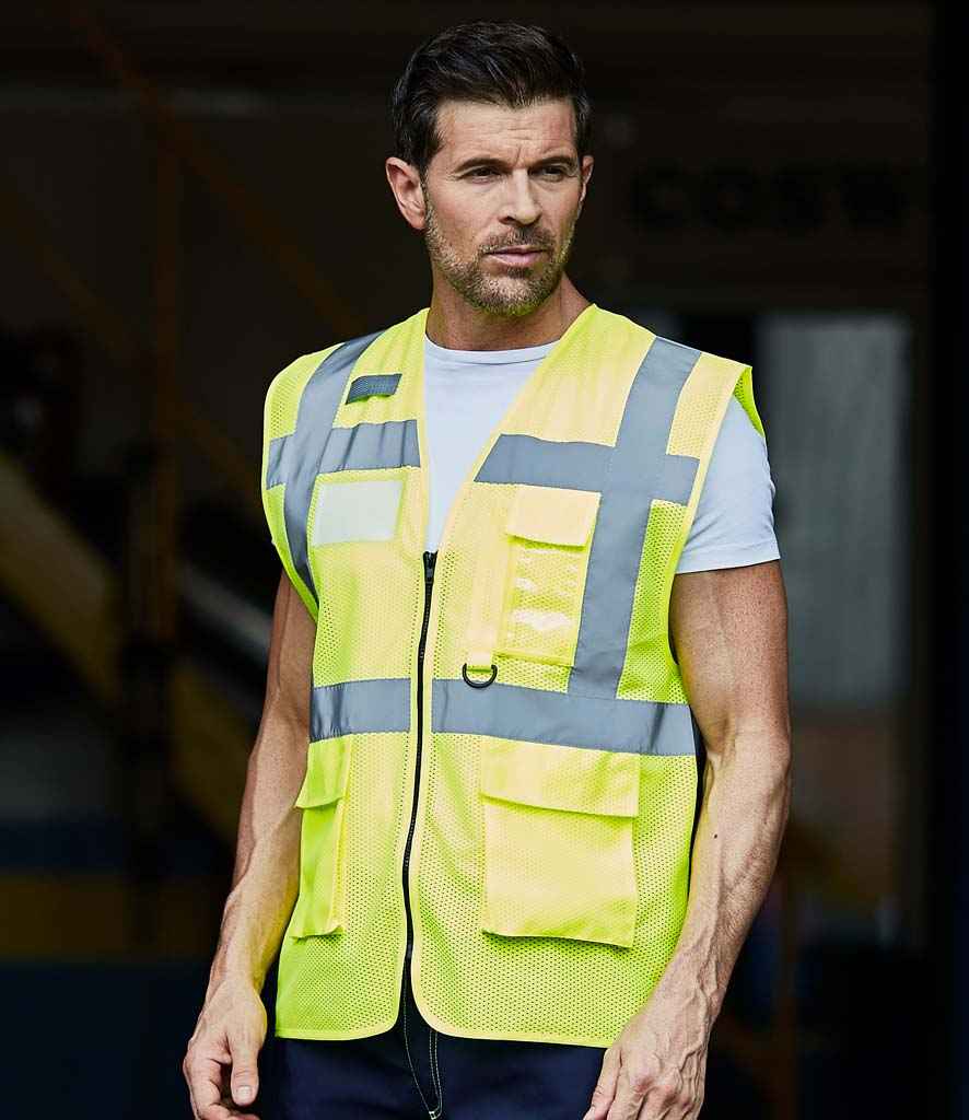 Yoko - Hi-Vis Top Cool Open Mesh Executive Waistcoat - YK107 YEL S