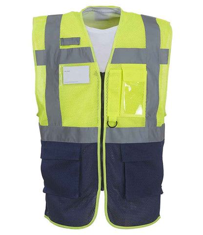 Yoko - Hi-Vis Top Cool Open Mesh Executive Waistcoat - YK107 YL/NV S