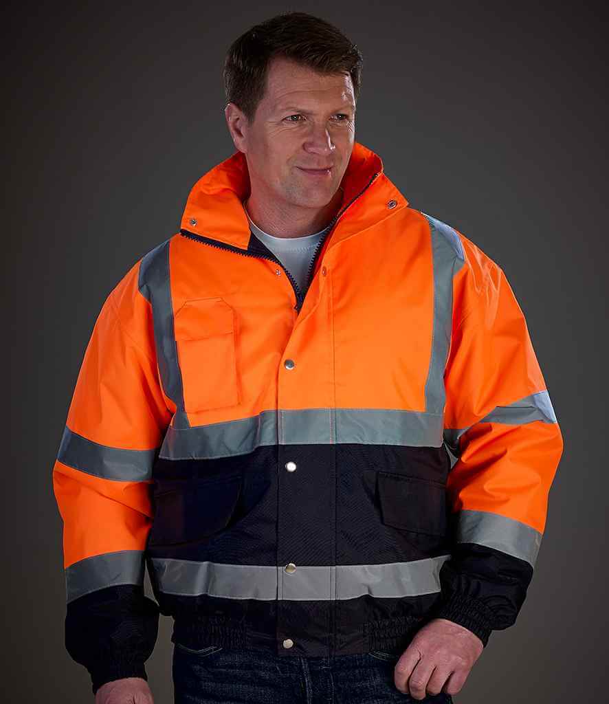 Yoko - Hi-Vis Two Tone Bomber Jacket - YK201 OR/NV S