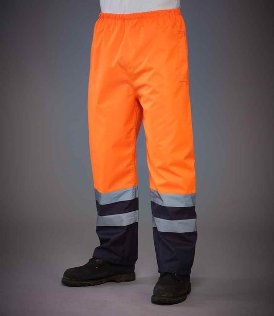 Yoko - Hi-Vis Two Tone Waterproof Overtrousers - YK217 OR/NV S