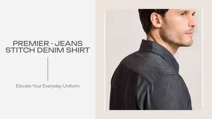 Premier - Jeans Stitch Denim Shirt by@Outfy