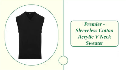 Premier - Sleeveless Cotton Acrylic V Neck Sweater - PR699 BLK XS