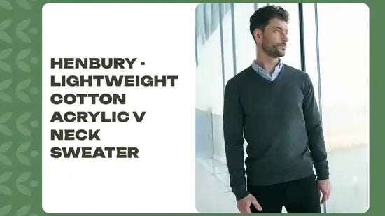 Henbury - Lightweight Cotton Acrylic V Neck Sweater by@Outfy