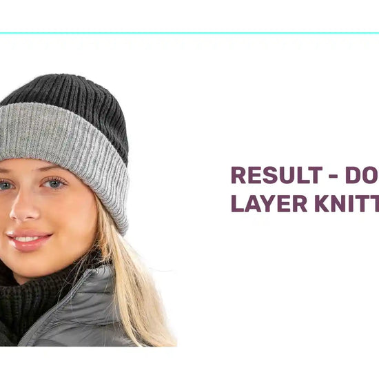 Result - Double Layer Knitted Hat - RC378 BK/GY ONE