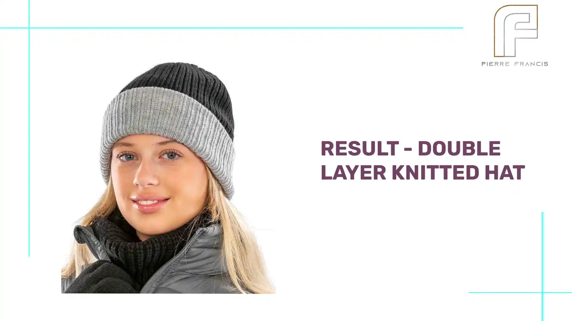 Result - Double Layer Knitted Hat - RC378 BK/GY ONE