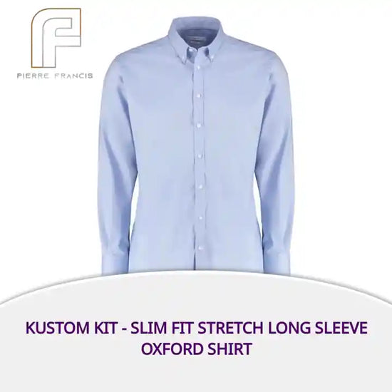 Kustom Kit - Slim Fit Stretch Long Sleeve Oxford Shirt by@Outfy