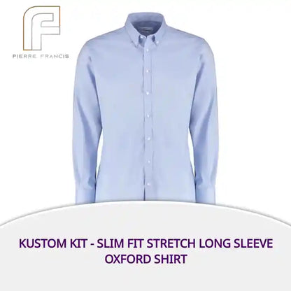 Kustom Kit - Slim Fit Stretch Long Sleeve Oxford Shirt by@Outfy