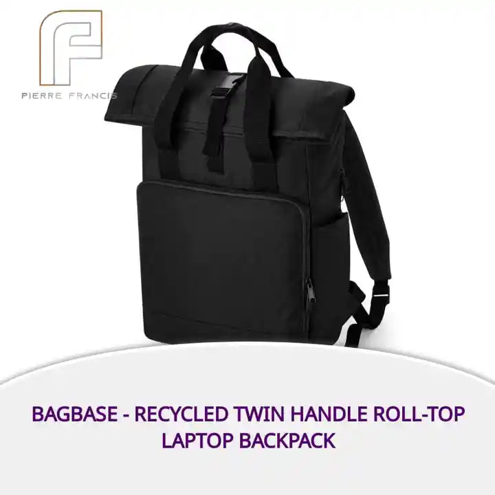 BagBase - Recycled Twin Handle Roll-Top Laptop Backpack by@Outfy