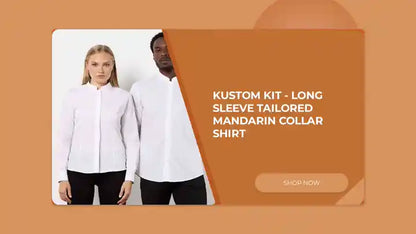 Kustom Kit - Long Sleeve Tailored Mandarin Collar Shirt by@Outfy