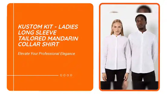 Kustom Kit - Ladies Long Sleeve Tailored Mandarin Collar Shirt by@Outfy