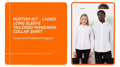 Kustom Kit - Ladies Long Sleeve Tailored Mandarin Collar Shirt by@Outfy