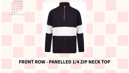 Front Row - Panelled 1/4 Zip Neck Top by@Outfy