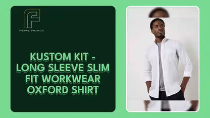 Kustom Kit - Long Sleeve Slim Fit Workwear Oxford Shirt by@Outfy