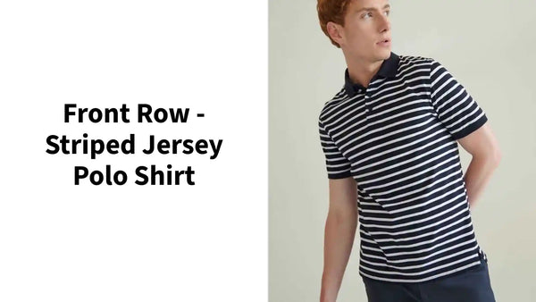 Front Row - Striped Jersey Polo Shirt - FR230 NV/WH XS
