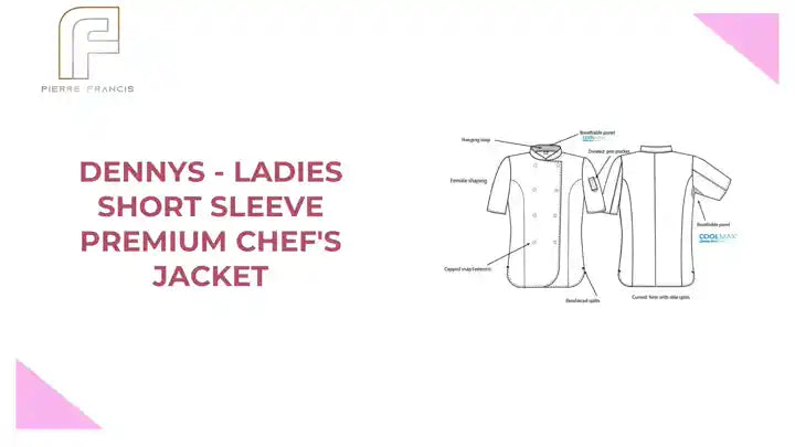 Dennys - Ladies Short Sleeve Premium Chef&#039;s Jacket by@Outfy