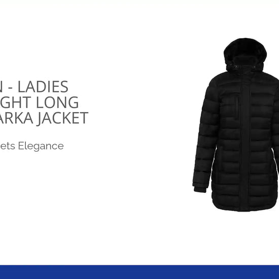 Kariban - Ladies Lightweight Long Padded Parka Jacket - KB6129 BLK XS