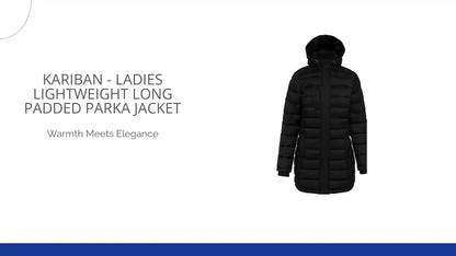 Kariban - Ladies Lightweight Long Padded Parka Jacket - KB6129 BLK XS