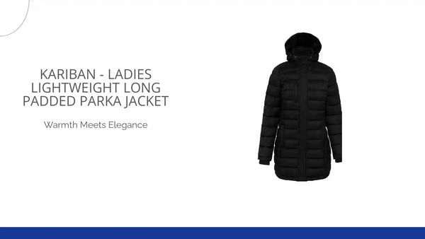Kariban - Ladies Lightweight Long Padded Parka Jacket - KB6129 BLK XS