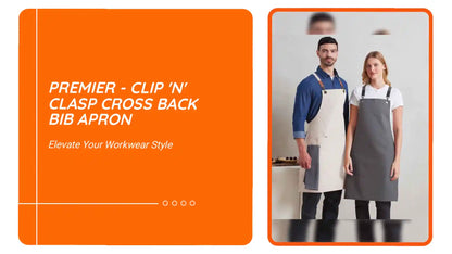 Premier - Clip 'n' Clasp Cross Back Bib Apron - PR182 BLK ONE