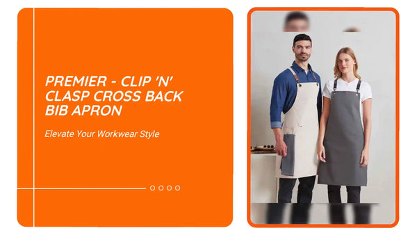 Premier - Clip 'n' Clasp Cross Back Bib Apron - PR182 BLK ONE