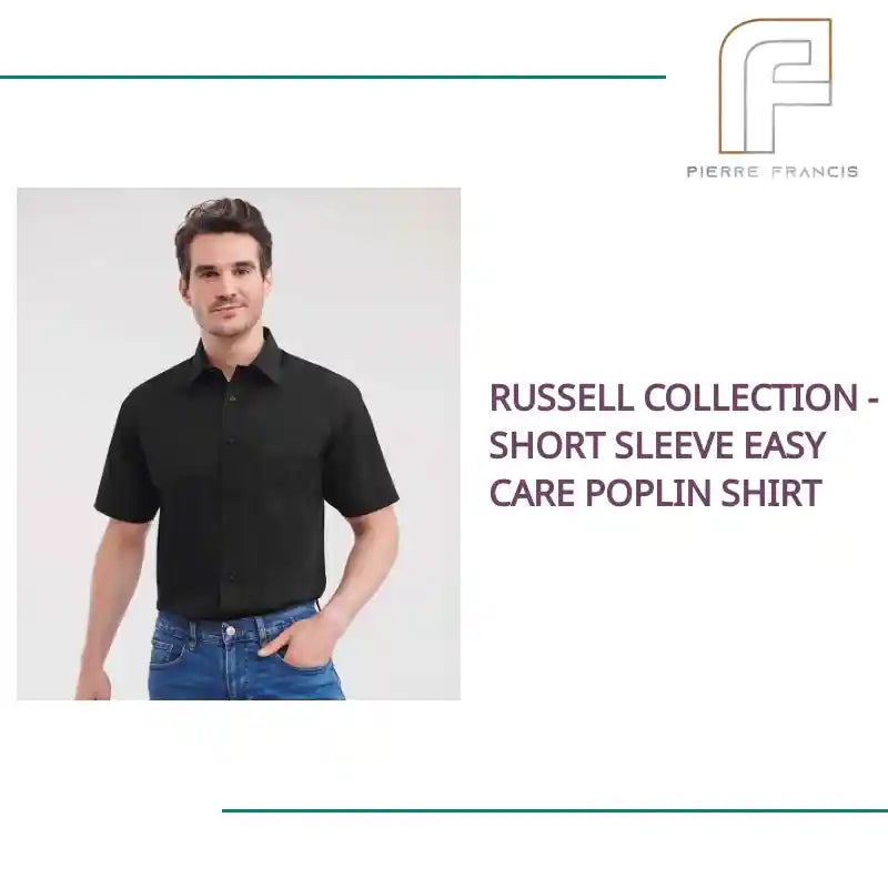 Russell Collection - Short Sleeve Easy Care Poplin Shirt - 935M BLK S