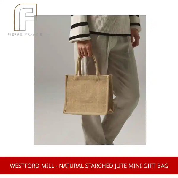 Westford Mill - Natural Starched Jute Mini Gift Bag by@Outfy