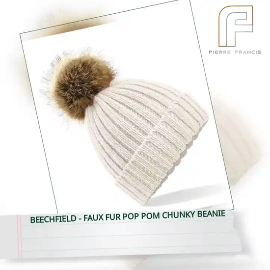 Beechfield - Faux Fur Pop Pom Chunky Beanie by@Outfy