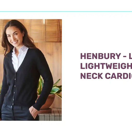 Henbury - Ladies Lightweight V Neck Cardigan - H726 BLK XXS