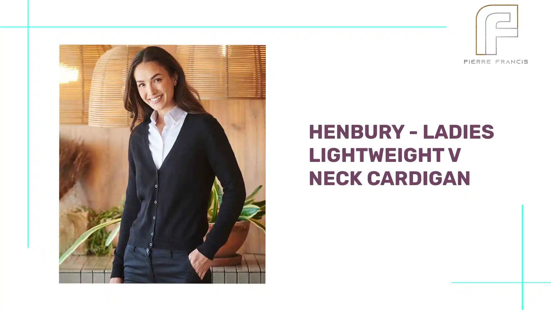 Henbury - Ladies Lightweight V Neck Cardigan - H726 BLK XXS