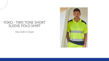 Yoko - Two Tone Short Sleeve Polo Shirt - YK017 YL/NV S