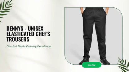 Dennys - Unisex Elasticated Chef's Trousers - DE020 BLK XXS
