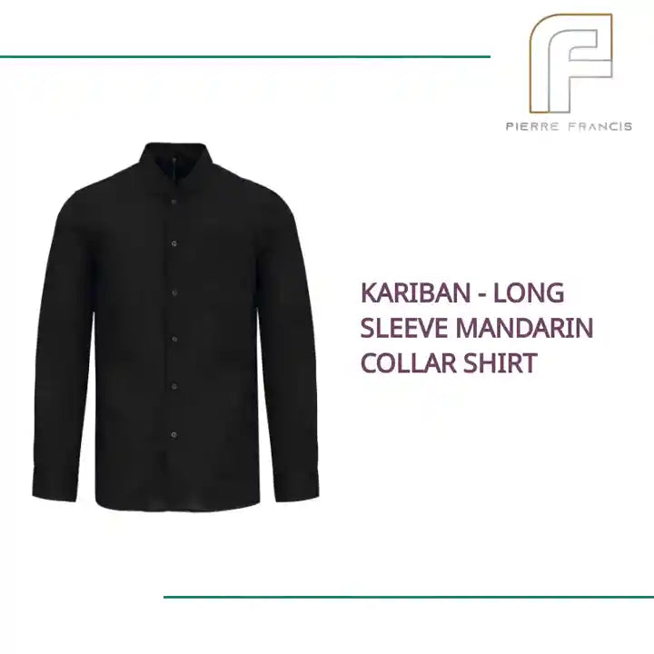 Kariban - Long Sleeve Mandarin Collar Shirt by@Outfy
